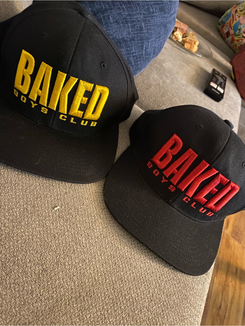 Baked Boys Club Black Snapback Hat with Embroidery (Red or Yellow)